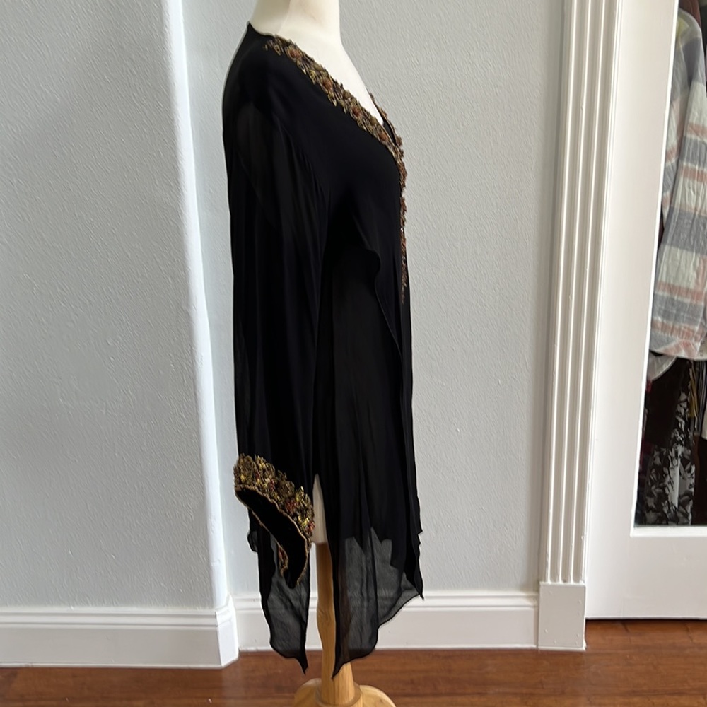 Long Sleeve Black Sequin Detail Tunic Blouse size M/L - Picture 4 of 10